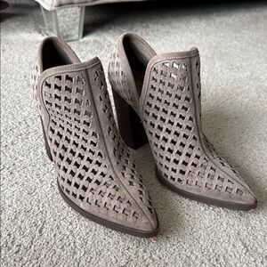 Vince Camuto Taupe Heeled Cutout Boots